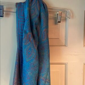 Blue and Red Paisley Pashmina
